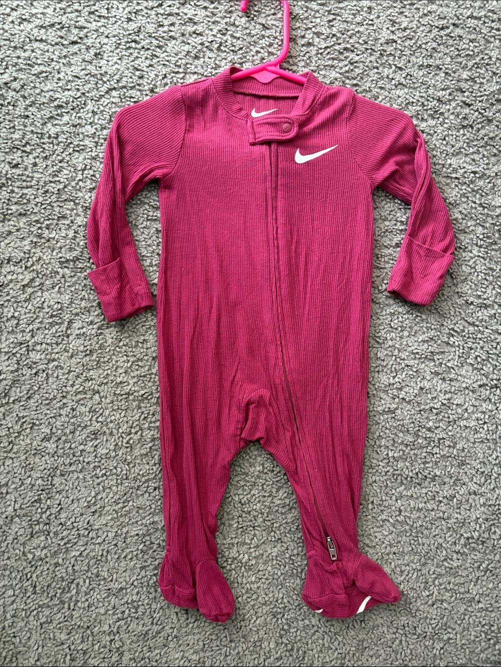 Nike Magenta Kids Footed One-Piece Zipper Romper